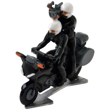 Cyclistes miniatures - Moto avec conducteur et caméraman.